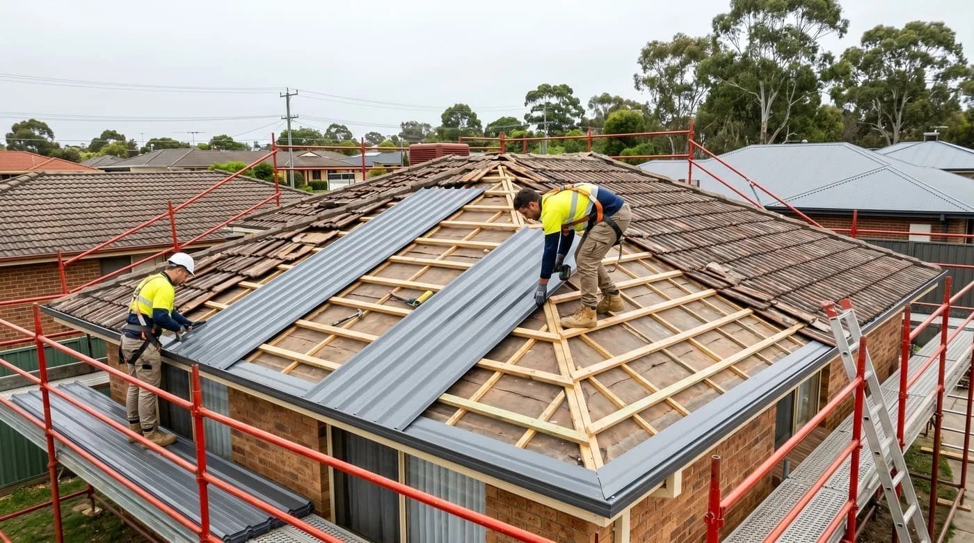 Industrial roofing Adelaide — long-run metal sheeting installed on a factory roof with sawtooth profile